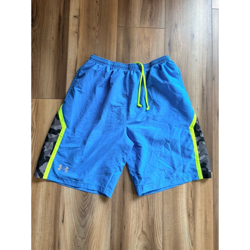 Under Armour Swim Suit Trunks Men's Medium Blue Pockets Liner 9" Inseam